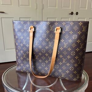 Louis Vuitton Classic Monogram Luco Tote with Tan Straps